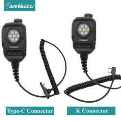 ANYSECU Shoulder Microphone Type-C Connector with Strobe Light for SenHaix GT-12 ANYSECU W8Pro G6 Mobile Phone or TYT MD-UV380