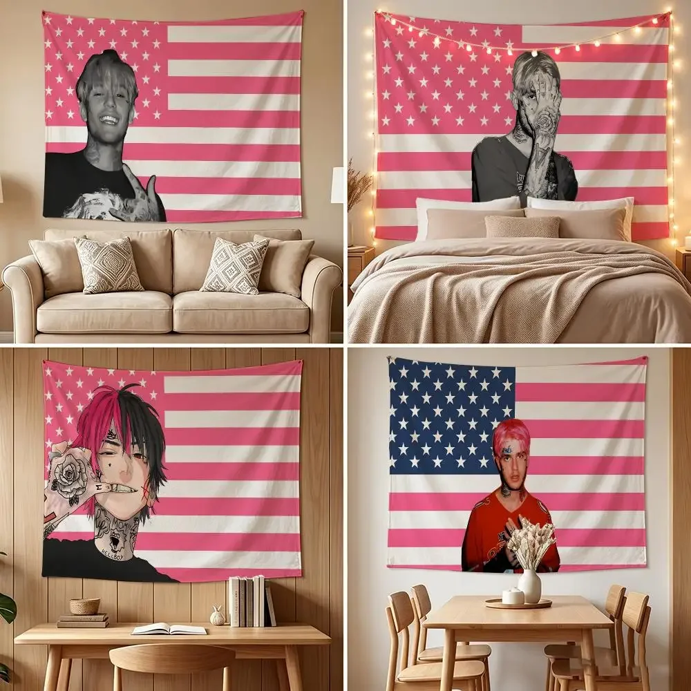 L-Lil Peep Look At The Sky Tonight Tapestry Custom Living Bedroom Party Dormitory Interior Wall Decoration Attached Clip