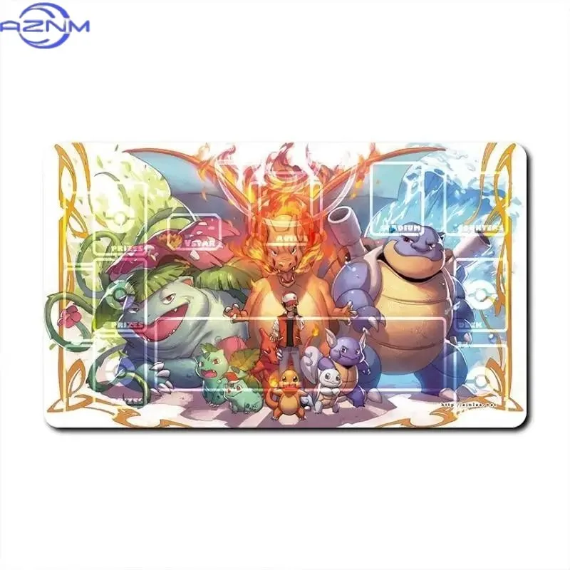 Epic Fire Pokemon & Ghost Pocket Monster Art Mouse Pad, Non-Slip Waterproof PTCG Battle Playmat For Desk