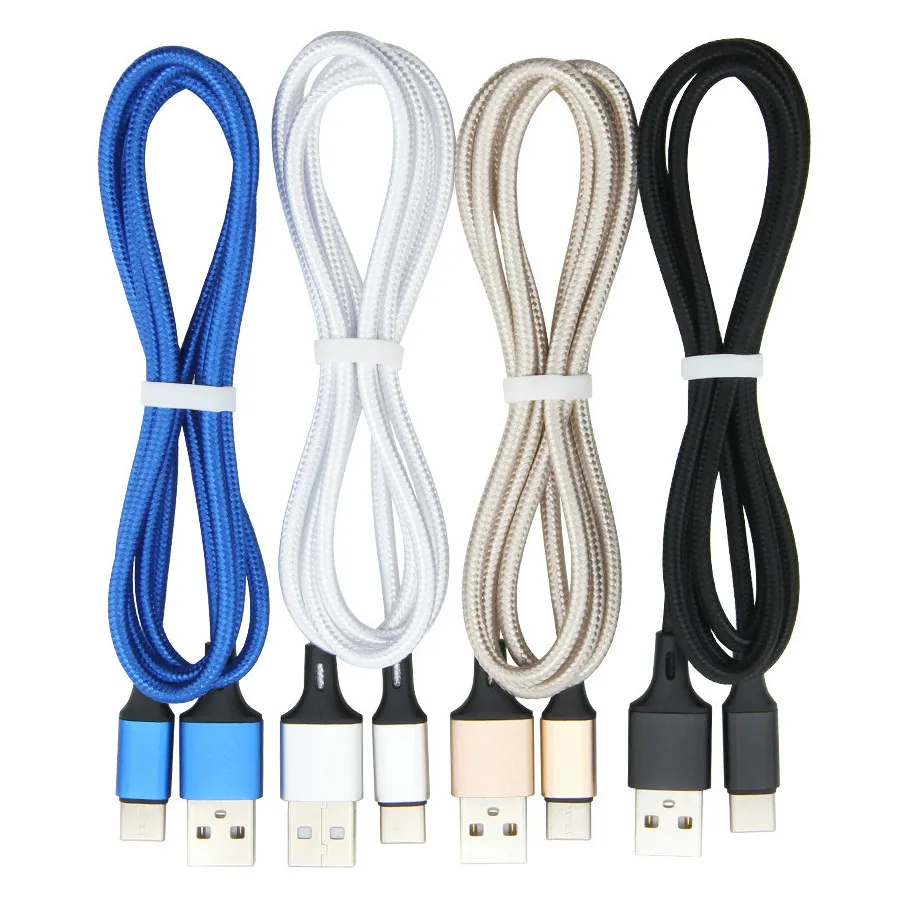 

1000pcs Nylon Braided Micro USB Cable For iPhone Samsung Xiaomi Fast 1M 2M 3M Phone Charger Cord Type C Charging Wire for Huawei