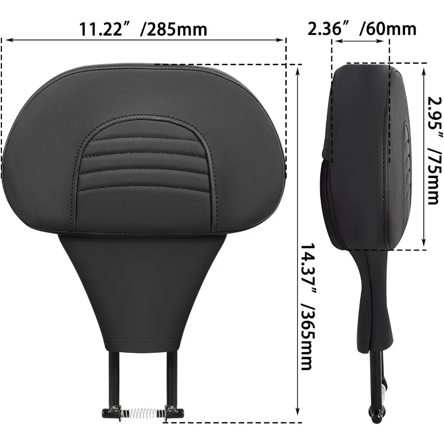 مسند ظهر راكب قابل للتعديل قابل للفصل وسادة مسند ظهر للسائق للدراجات النارية Harley Touring 19882025 متوافقة مع CVO Roa