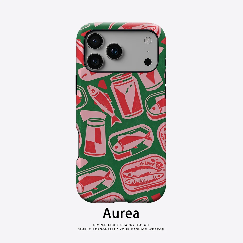 Coque Aurea antichoc mate pour MagSafe, compatible iPhone 17 16 15 14 Plus 13 Pro Max, en PC rigide, motif artistique vintage fruits de mer