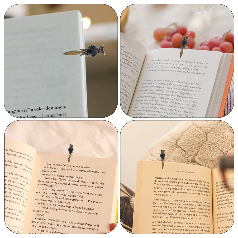 

2pcs Owl Shaped Zinc Alloy Lightweight Metal Gifts Page Markers Elegant Zinc Alloy Owl Bookmarks Student Supplies