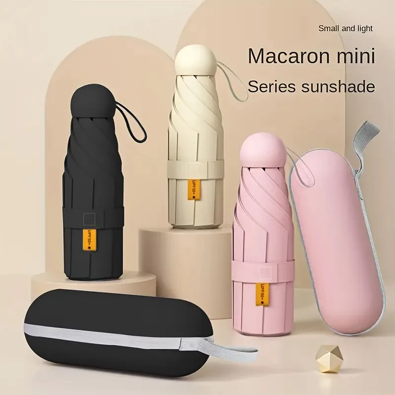 Ultralight And Compact Portable Capsule Umbrella UV Protection Umbrella Mini Five-fold Umbrella