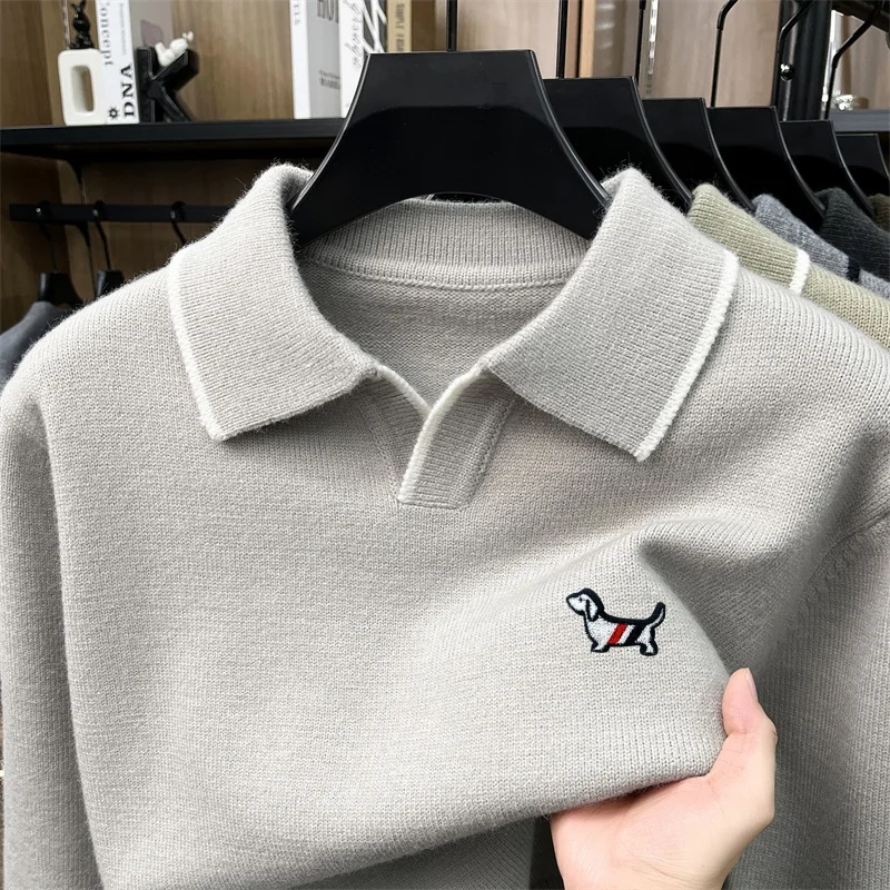 Exquisites Herren-Design, hochwertiger Strickpullover mit Revers, Herbst, warm, original, knopflose Ärmel, Business, vielseitige Herrenbekleidung – Detail 2