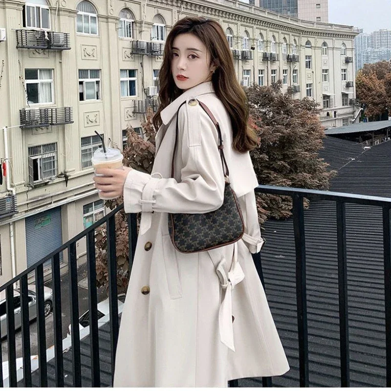 3 Colors Women Trench Autumn Defined Baggy Office Lady Modern Basic Pure Streetwear Long Coats All-match Graceful Popular Korean