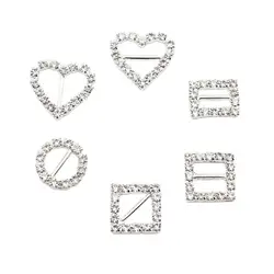 10pcs Multi-style Inner Diameter 1cm Rhinestone Slide Buckle Hair Accessories Buckle DIY Wedding Greeting Card Ribbon Decoration