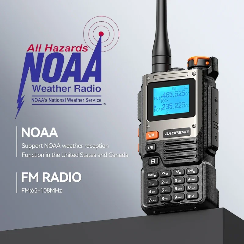 Baofeng UV-K61 워키토키, 무선 복사 주파수, 풀 밴드, 고출력, C 타입 AM FM 999CH, 장거리, 휴대용 양방향 라디오