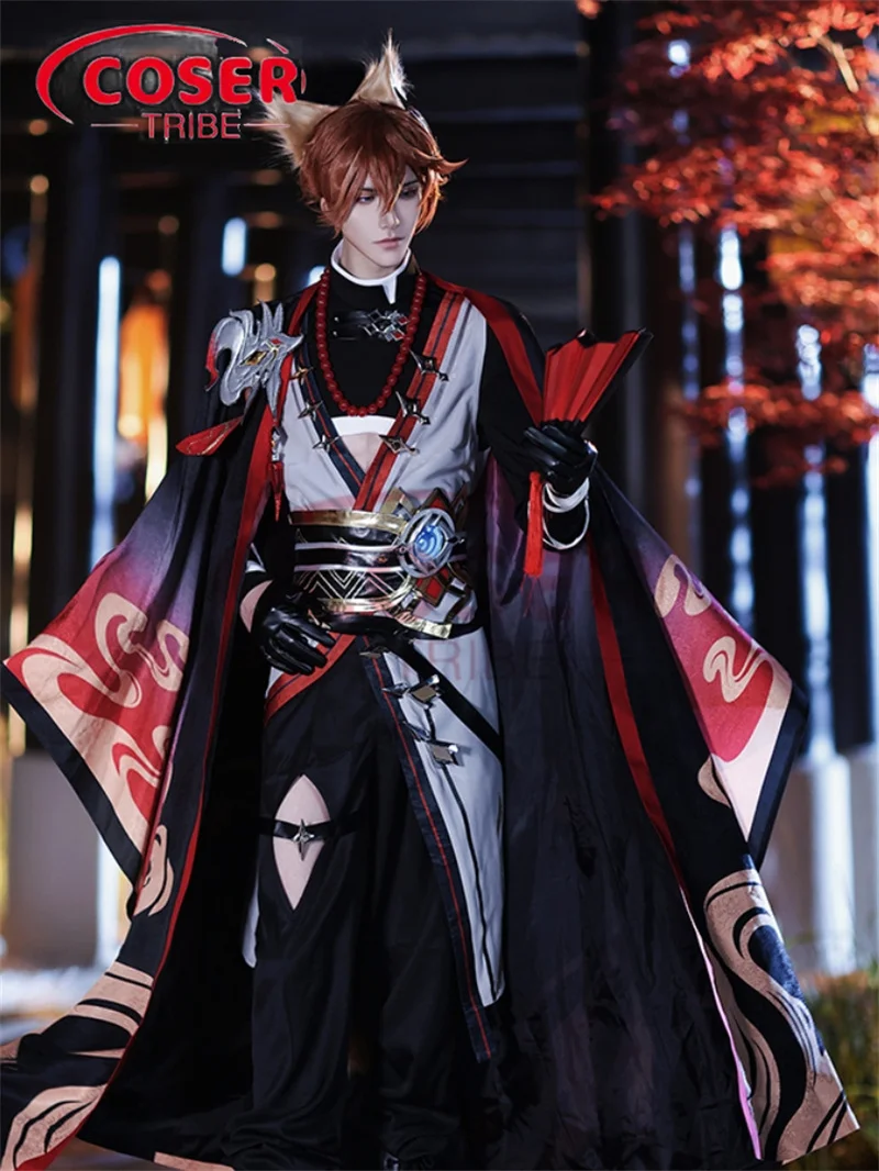 COSER TRIBE Anime Game Genshin Impact  Tartaglia   Diffuse Exhibition  Halloween Carnival Role CosPlay Costume Complete Set