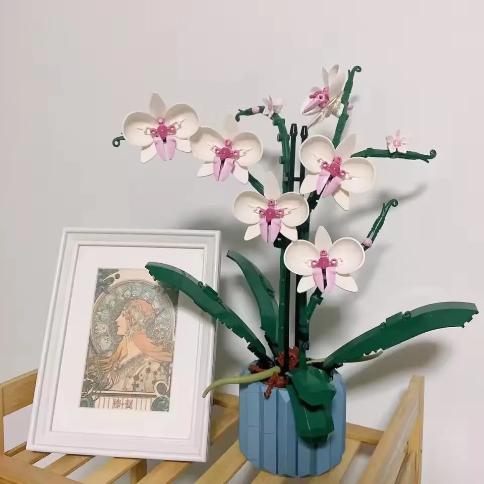 In stock NEW 608pcs Ideas Assembled DIY Bricks Orchid Flower Bouquet Plant Decor Building Set 10311 For send girlfriends gifts