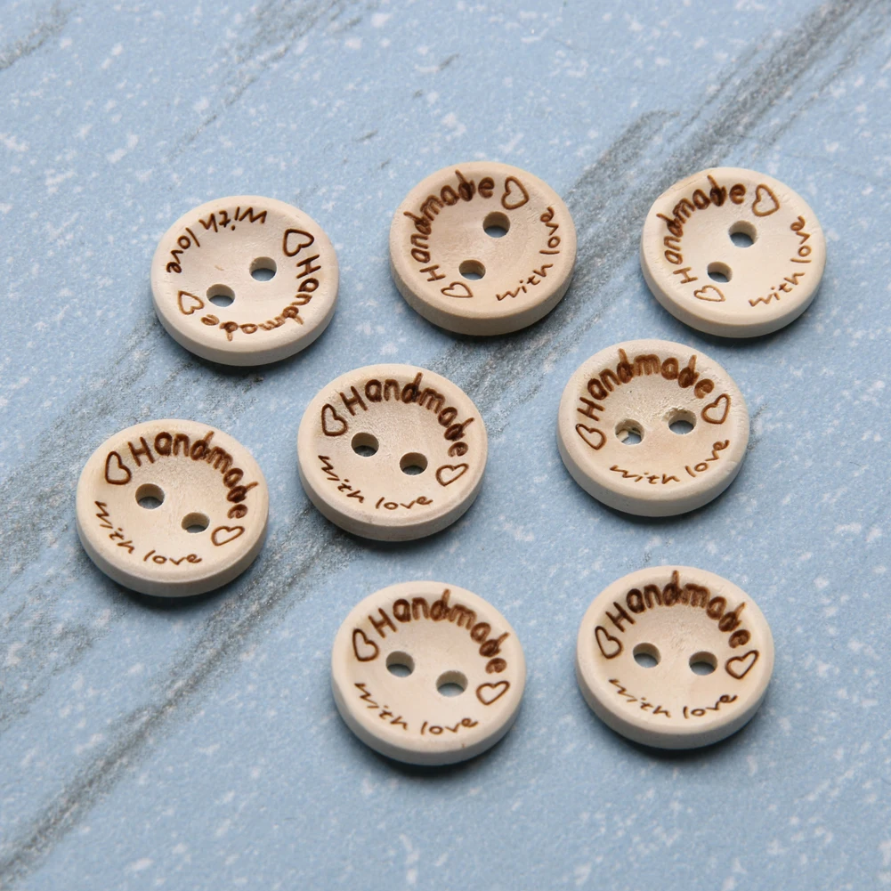 100pcs Love Buttons 15/20/25mm bottoni rotondi fai da te 2 fori Decor Craft Supplies ambientale per cucire a maglia artigianato