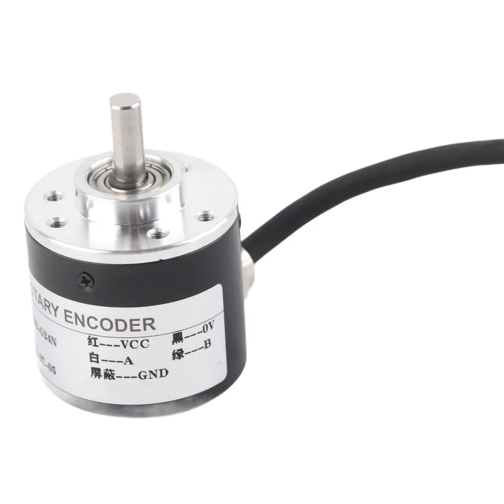 Codificador rotatorio Incremental 600P/R AB 2 fases DC 5-24V codificador rotatorio Quadratura 6mm eje transductor rotativo óptico