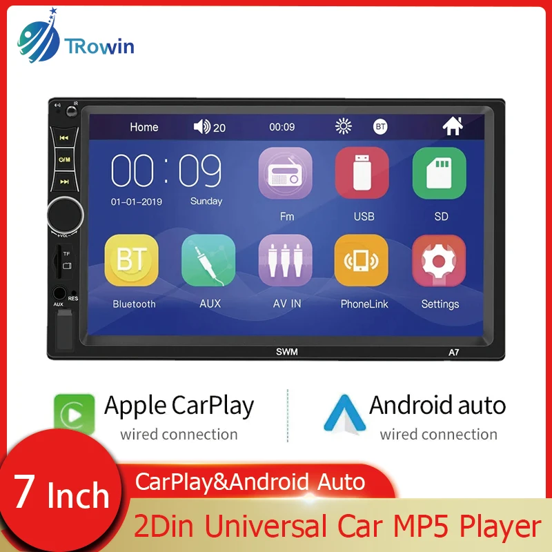 

Universal 2Din 7Inch Car Radio HD Screen Digital Display Autoradio Mutimedia MP5 Player Bluetooth Reverse Image Vehical Stereo