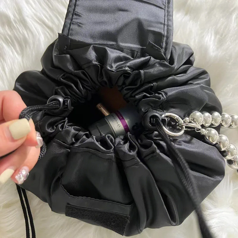 Drawstring Cosmetic Bag Travel Storage Pearl Makeup Bag Organizer Female Make Up Pouch Portable Waterproof Toiletry Beauty Case