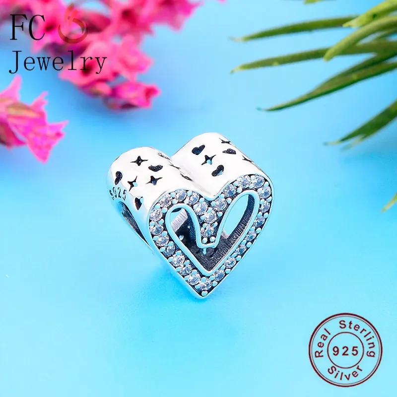 FC Jewelry Fit Original Brand Charms Bracelet 925 Silver Openwork Two Hands Made Heart Zirconia Bead Mother's Day Berloque 2020