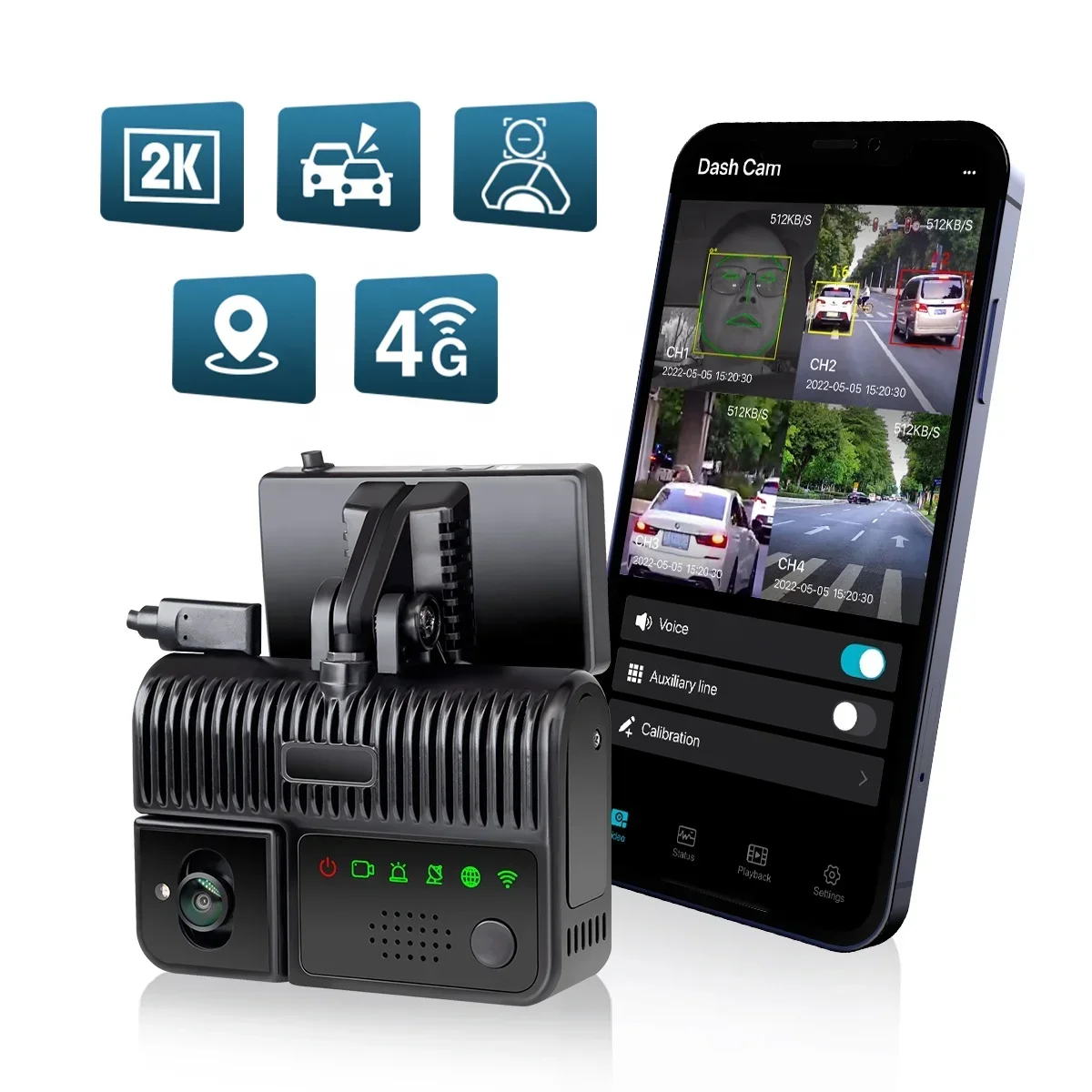 STONKAM AI-Powered Dashcam WDR 2K Driver Monitoring with 4G GPS For Fleet Management