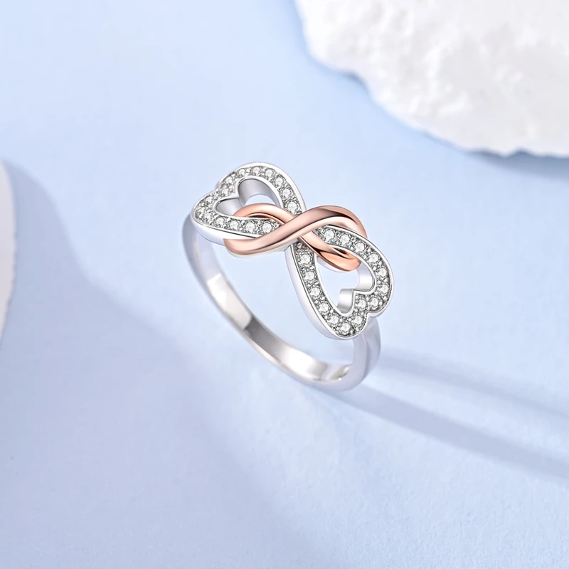 

Original 925 Sterling Silver Rings Sparking Infinite Love Ring For Women Girls Jewelry Birthday Anniversary Gifts