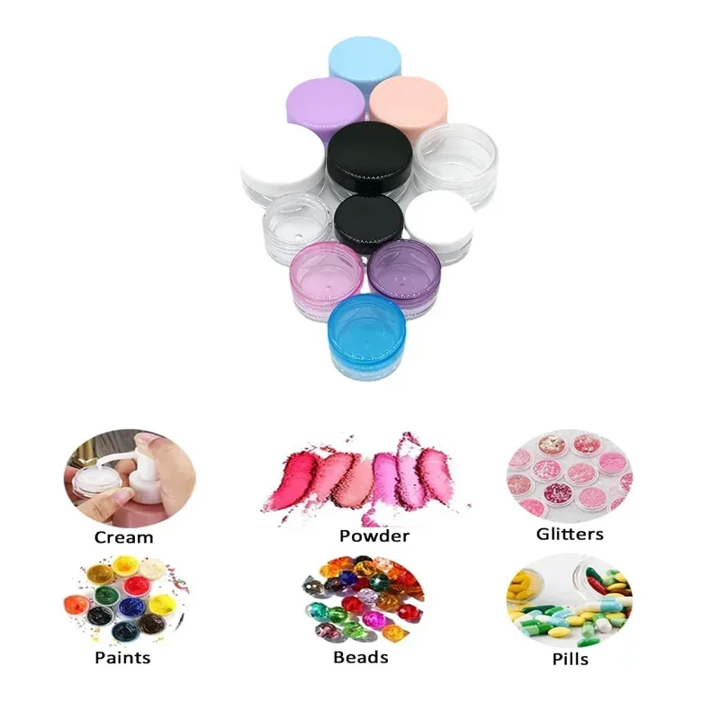 30Pcs 2g-20g Cosmetics Jar Box Makeup Cream Nail Art Cosmetic Bead Storage Pot Container Round Bottle Portable Plastic Case