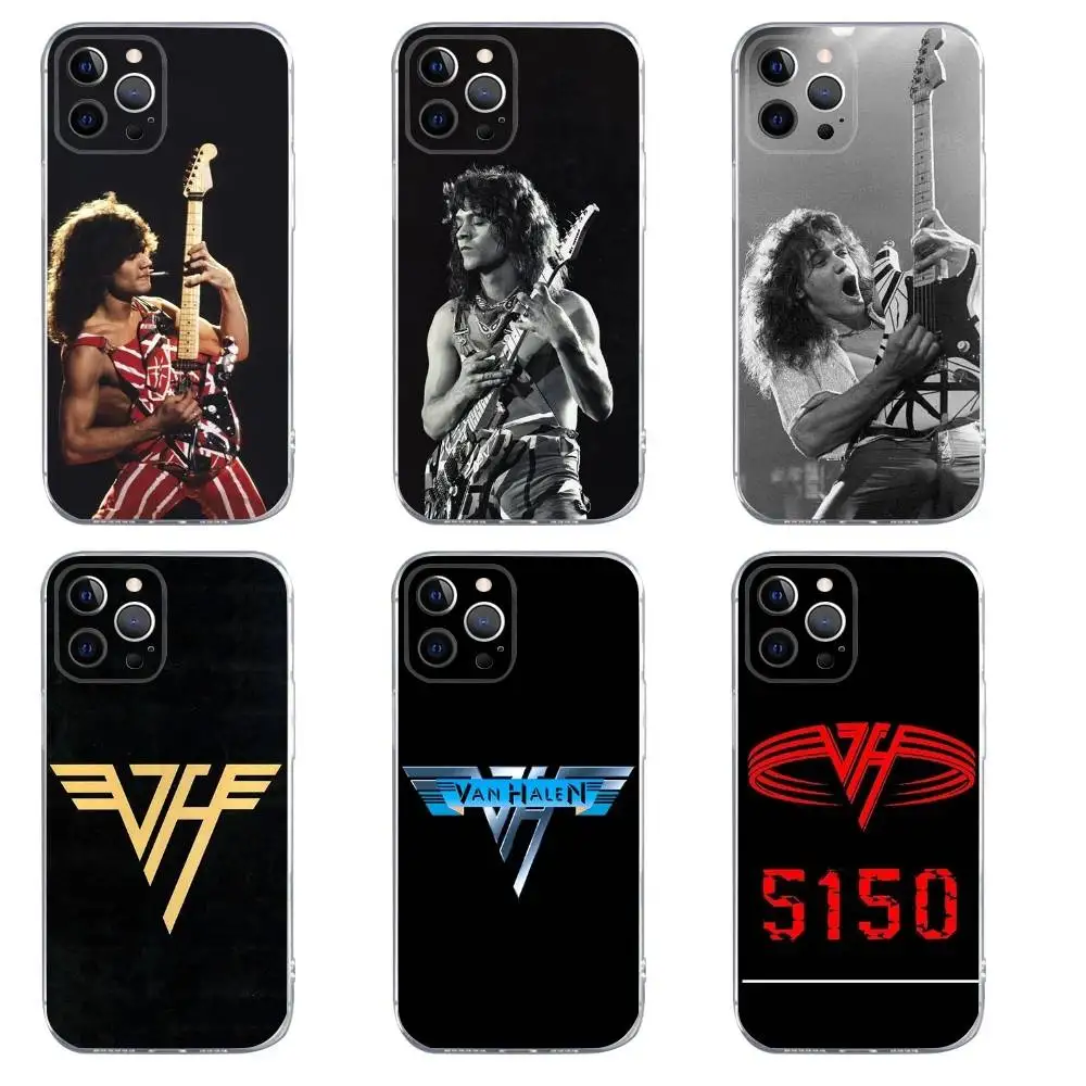 

Чехол для телефона с графической гитарой E-Eddie V-Van H-Halen для iPhone 16,15,14,13,12,11, Pro, Max, Xs, Xr, X, 7,8, Plus, мини-силиконовый прозрачный чехол