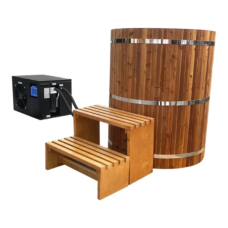 ice bath recovery wooden bathtub cold plunge ice bath--One spare cooler+one set of products 110V