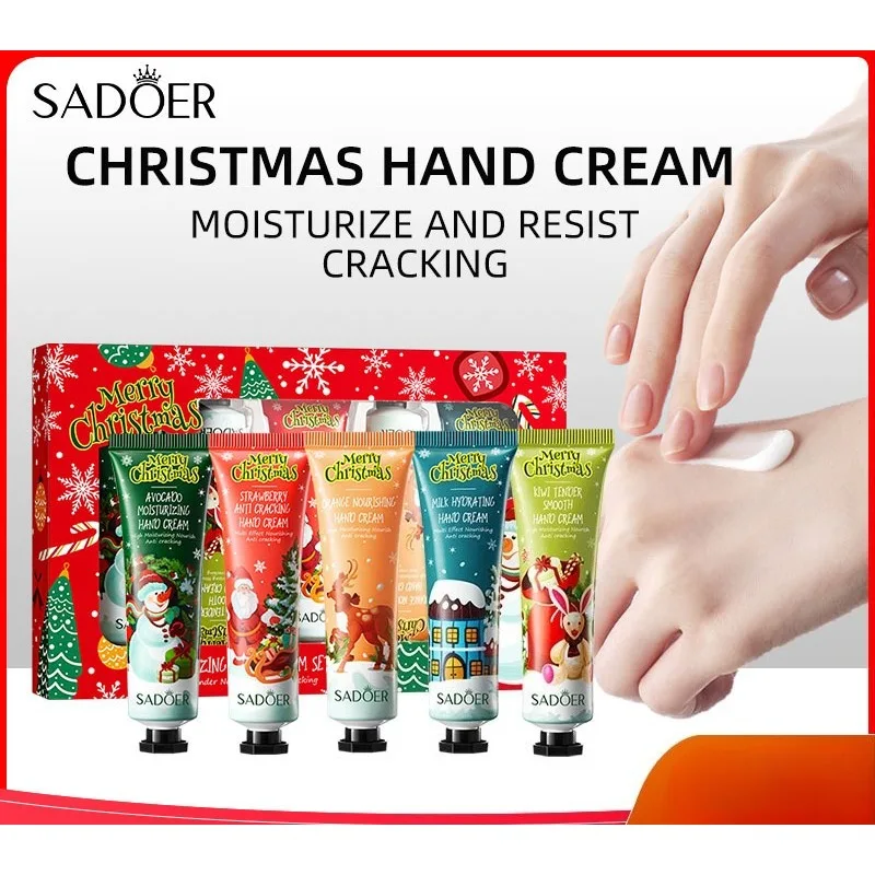 

Christmas Hand Cream Set 5 Pieces Moisturizing Anti Crack for Autumn and Winter