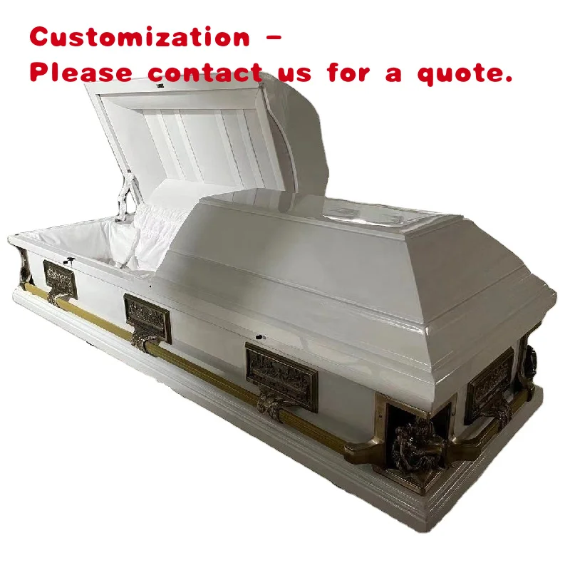 

custom.SA19 Hot Selling Funeral Coffin European Style Solid Wood Casket with Metal Last Supper Corner