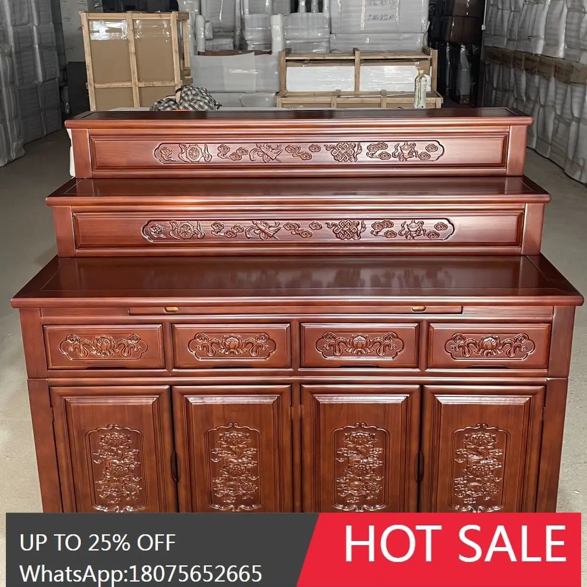 

SGF Solid Wood Tibetan Style Altar Incense Table Multi-layer Household Worship Table