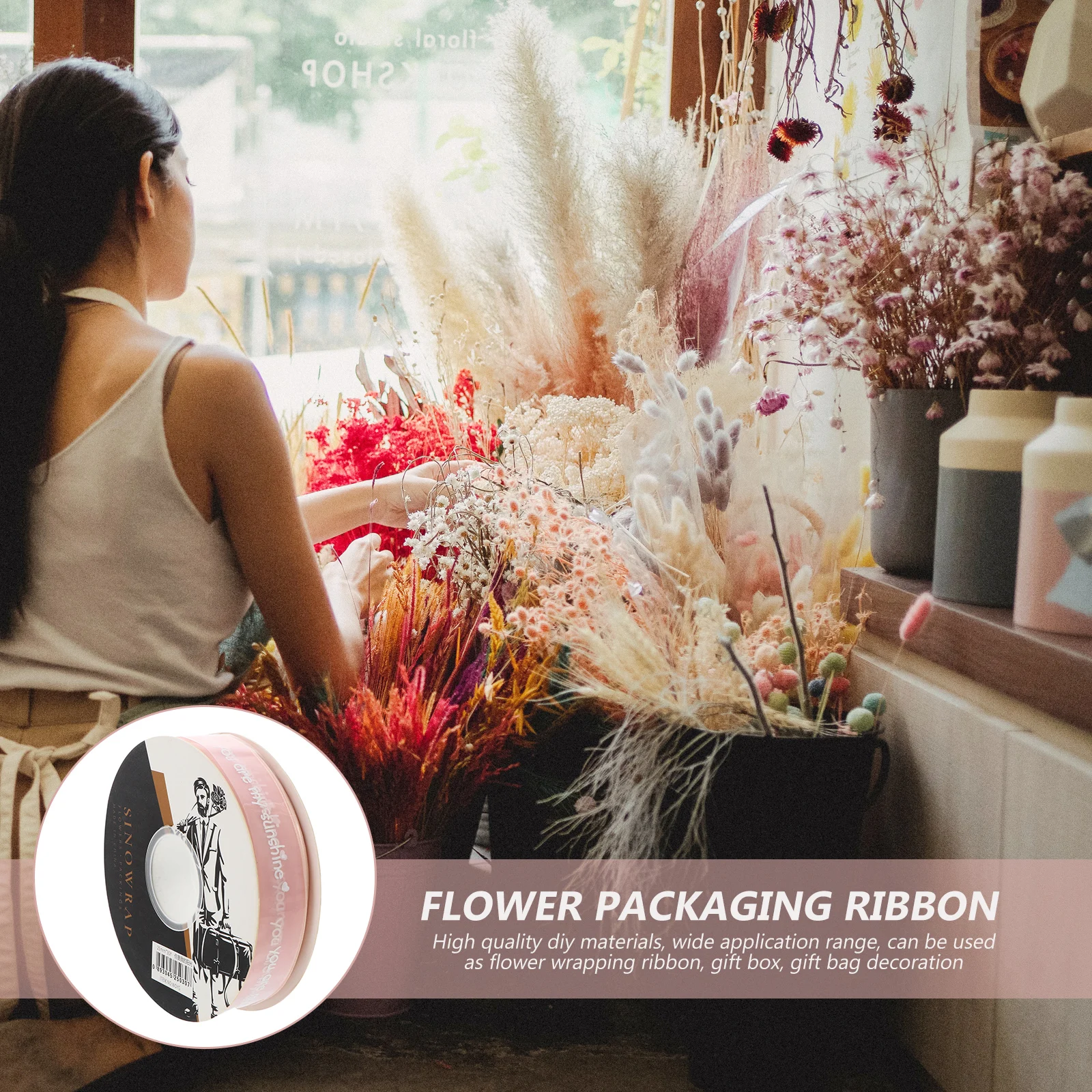

Polyester Ribbon for Wrapping Decoration Premium Material Durable Firm Bouquet Gift DIY Crafts Packing Elastic B
