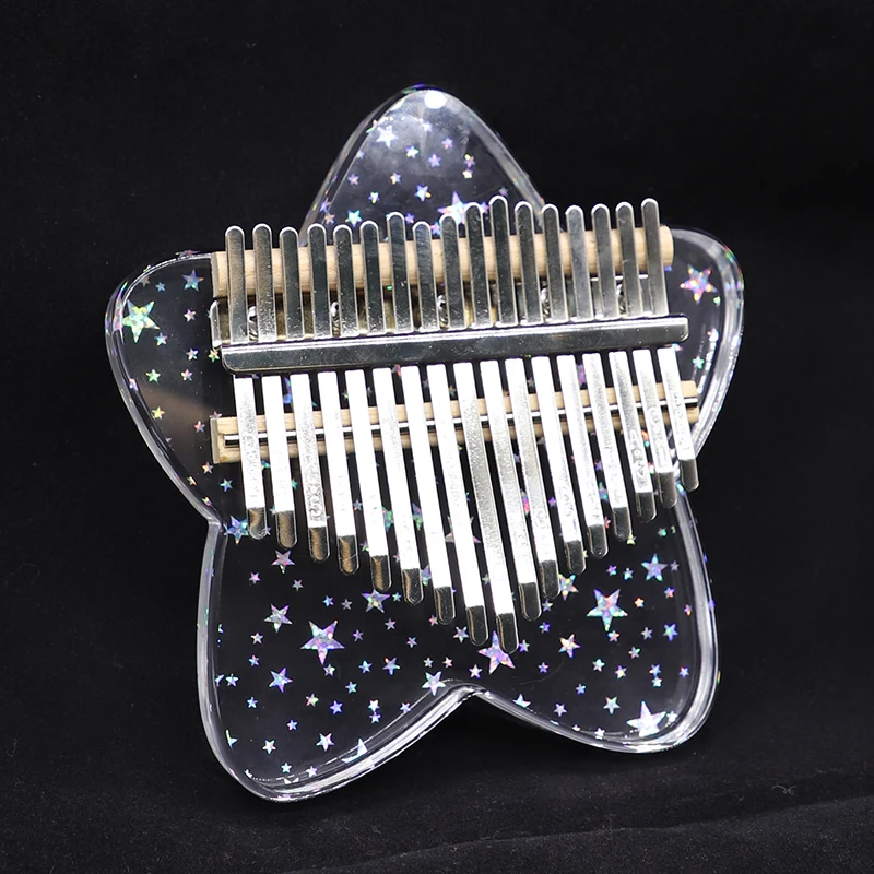 Kalimba 17 Keys Thumb Piano Finger Piano Crystal Star Rainbow Little Stars Pattern Shining Style EVA Bag Package for Child Adult