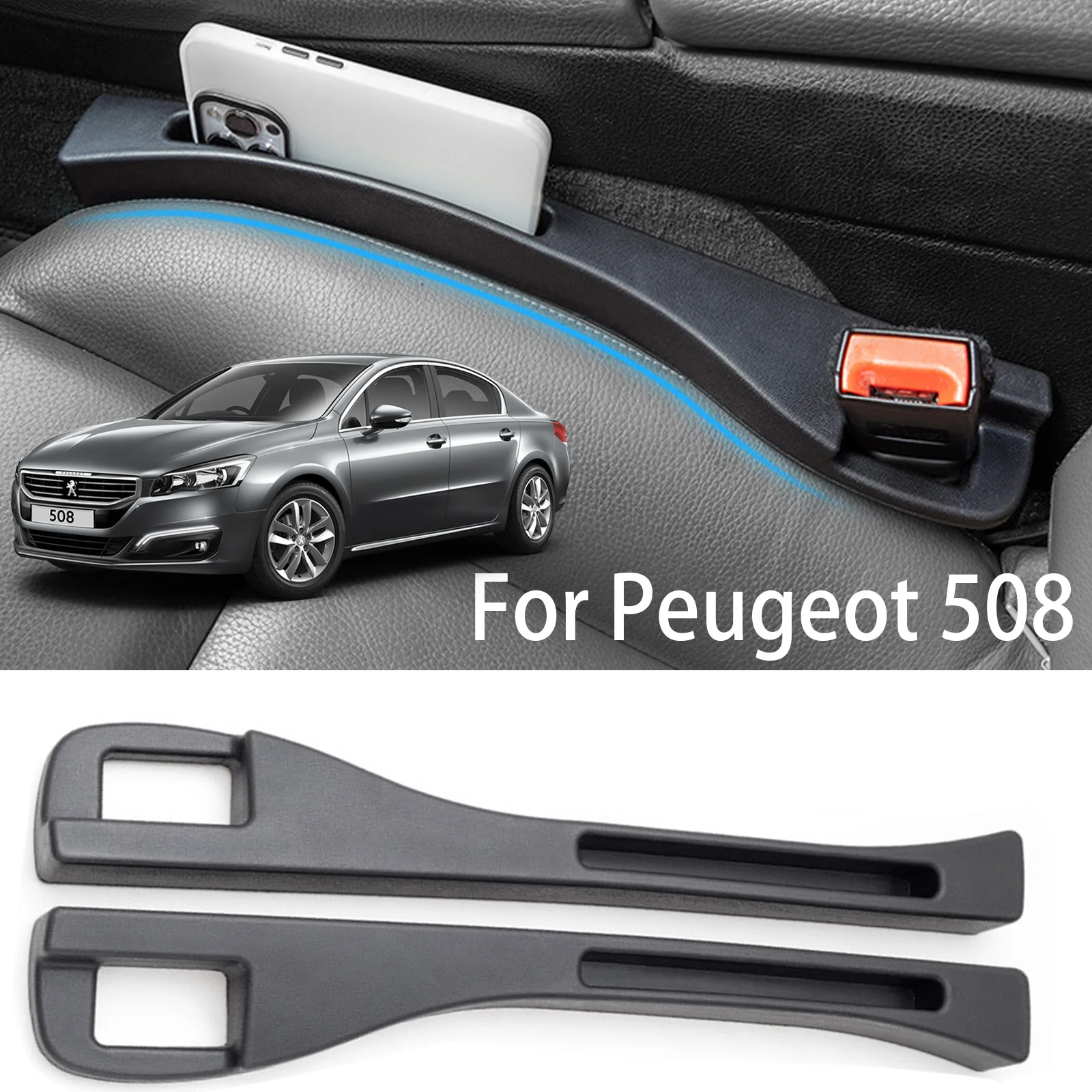 

Car Seat Crevice Organizer Storage Seat Gap Filler Plug For Peugeot 508 W23 R83 GT SW 2010-2024 Interior Decoration Accessories