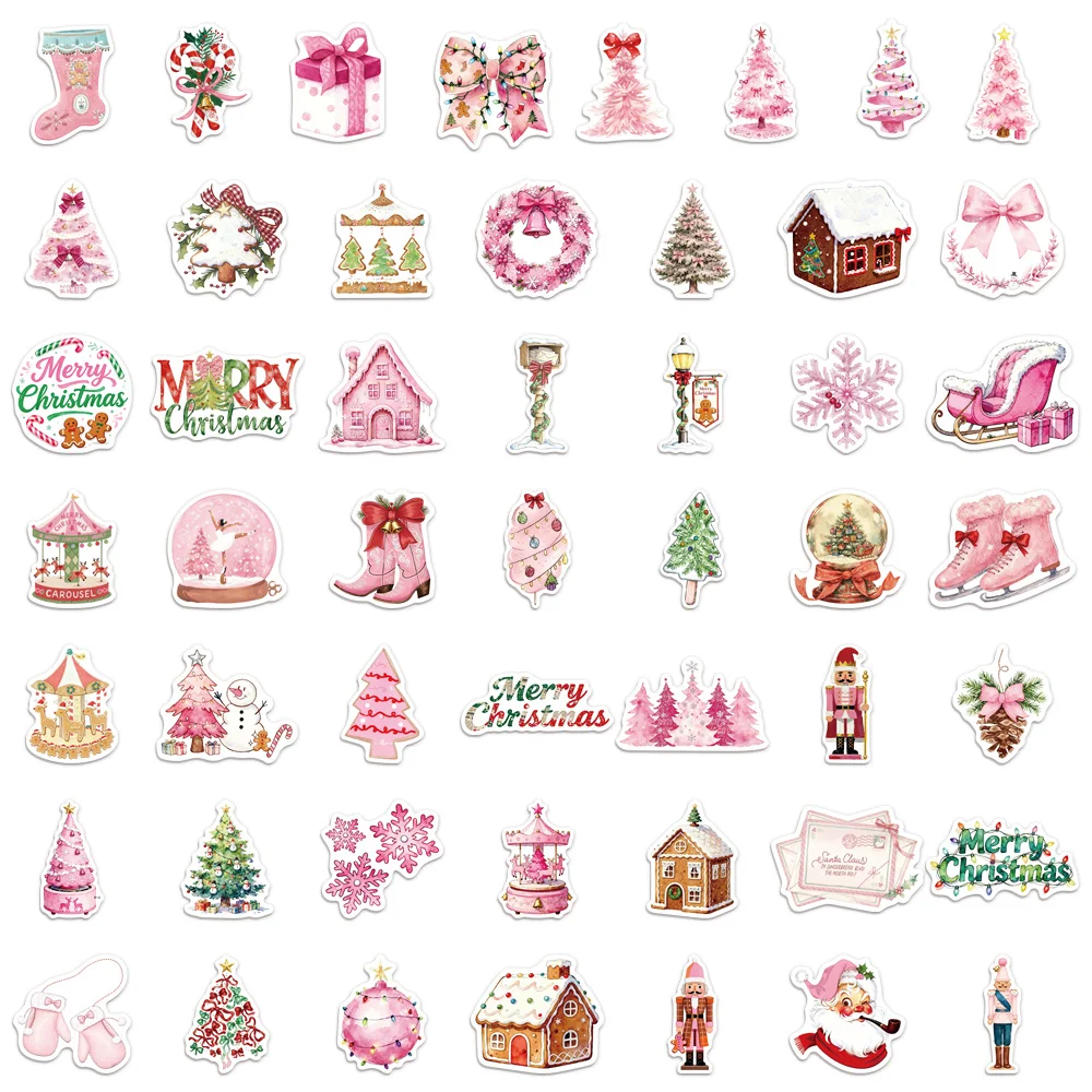 50 шт. розовые рождественские 2 серии подарочные наклейки в стиле граффити DIY Чемодан ноутбук чашка воды компьютер водонепроницаемые наклейки
