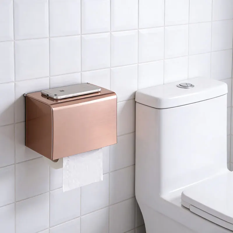 

Square Toilet Paper Holder Wall Mount Waterproof Stainless Steel Bathroom Toilet Tissue Roll Holder Cat Dog Proof Tissue Holder