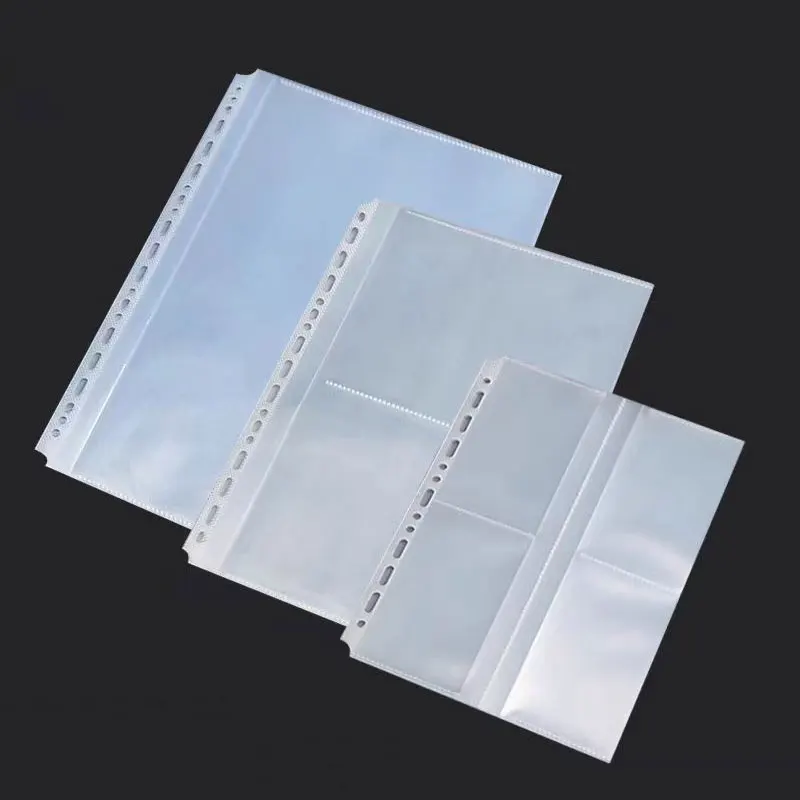 40PCS A4/B5/A5 Size File Transparent Document Punched Pocket Folder Protector Bag Loose Leaf Insert Bag Clear File Sheet Sleeves