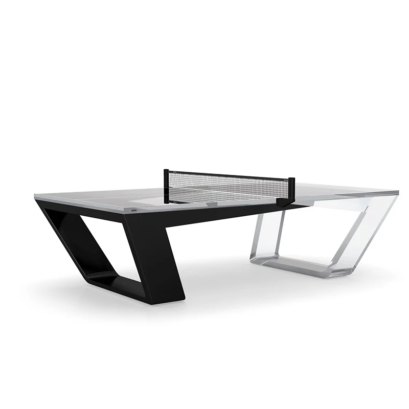 Modern Luxury Acrylic Wood Table Tennis Table Matte Black Frame High-end Indoor Sport Table Tennis Set 2-in-1 Multi-Function
