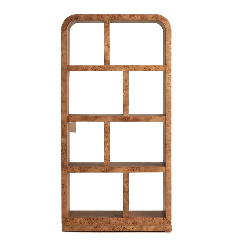 Modern Interior Open Bookshelf Burl Wooden Design Home Office Book Cabinet Display Stand Storage Bookshelves Customized Bookcase