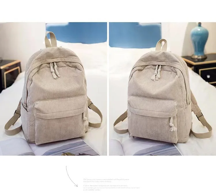 Cord-Rucksack, Academy Fashion Schultaschen für Mittelschule/Highschool und College, niedliche Quastendetail, vielseitige lässige Alltagstasche – Detail 27