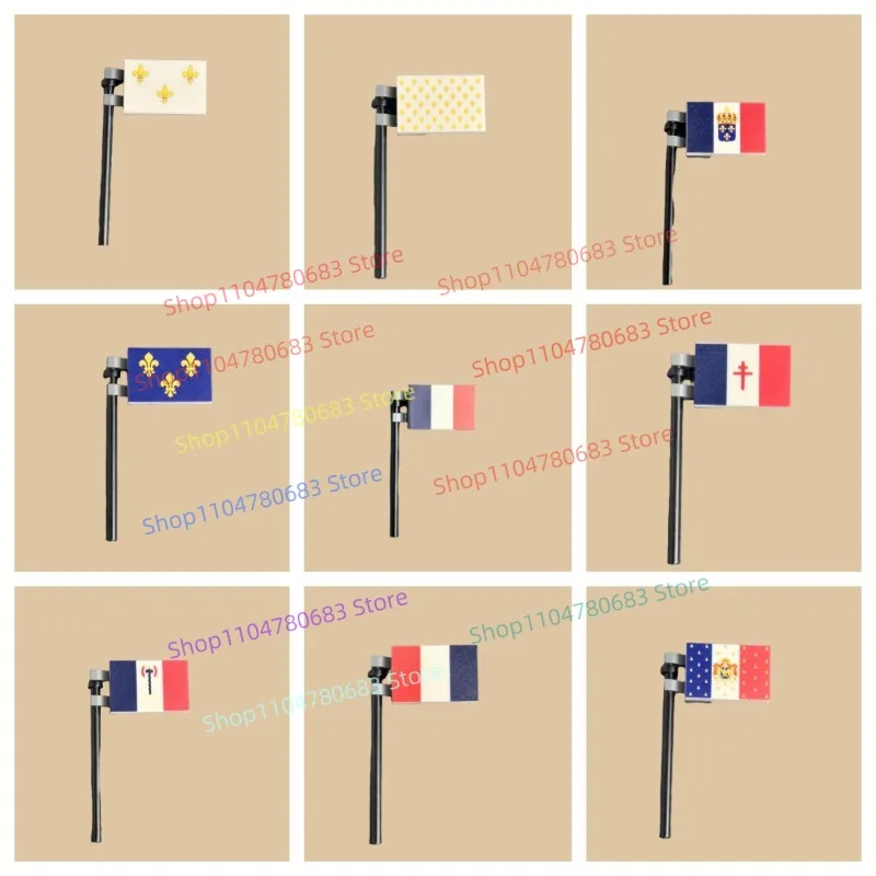 MOC اللبنات الحرة العلم الفرنسي DIY تجميع نموذج عرض قطعة الكرتون أنيمي الملحقات لعبة تعليمية هدية تحصيل