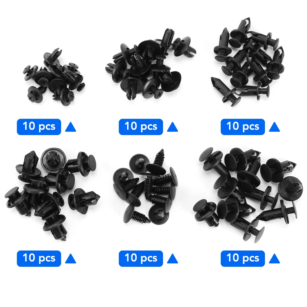 6 Size 60Pcs Auto Fastener Clips Vehicle Retainer Rivet Door Panel for Dents Kit Inspection Products Diagnostic Tools