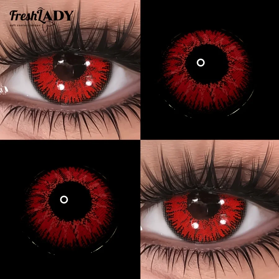 FreshLady 1 Paar Cosplay Farbige Kontaktlinsen Verrückte Weiße Anime-Kontaktlinsen für Halloween, Rollenspiele, Partys, Kosmetik und Feiertage – Detail 3