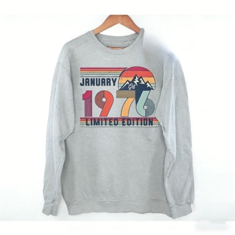 1976 aniversário retro aniversário ano manga longa para mulheres 50th presente moletom outono e inverno manter quente combinando hoodies