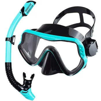 Trockenes Schnorchelset, Tauchmaske für Erwachsene, gehärtetes Glas, professionelle Panorama-Schnorchelausrüstung, Schwimmtraining, Schnorchelset
