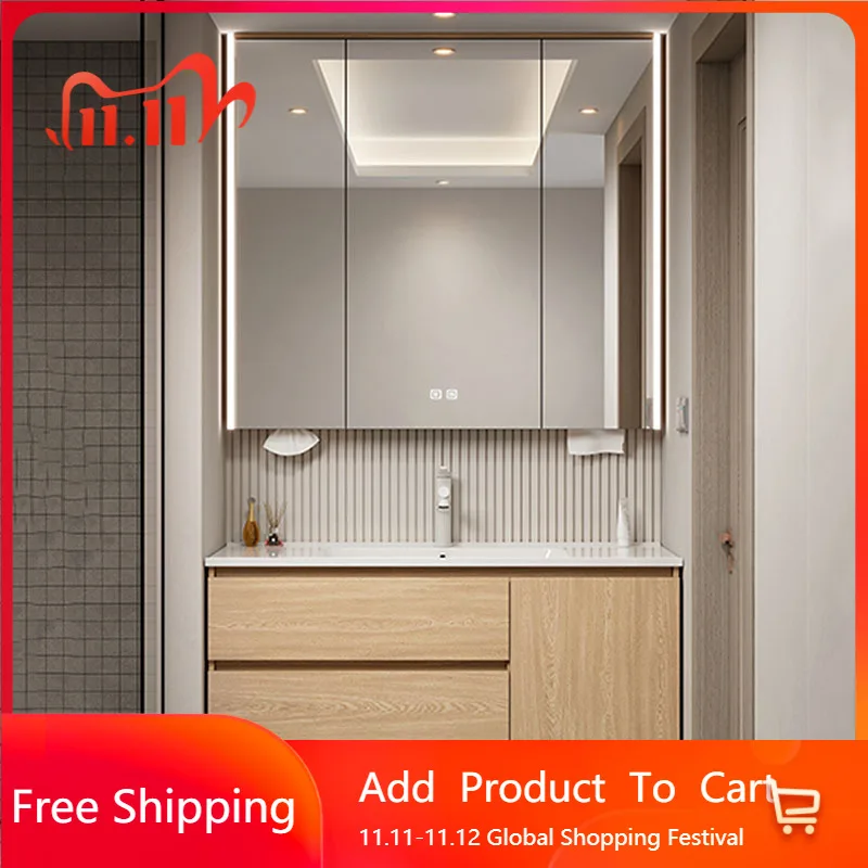 

Шкаф для ленивой раковины, современный европейский деревянный настенный зеркальный шкаф для хранения, экономия места, скандинавская мобильто, постмодернистская мебель