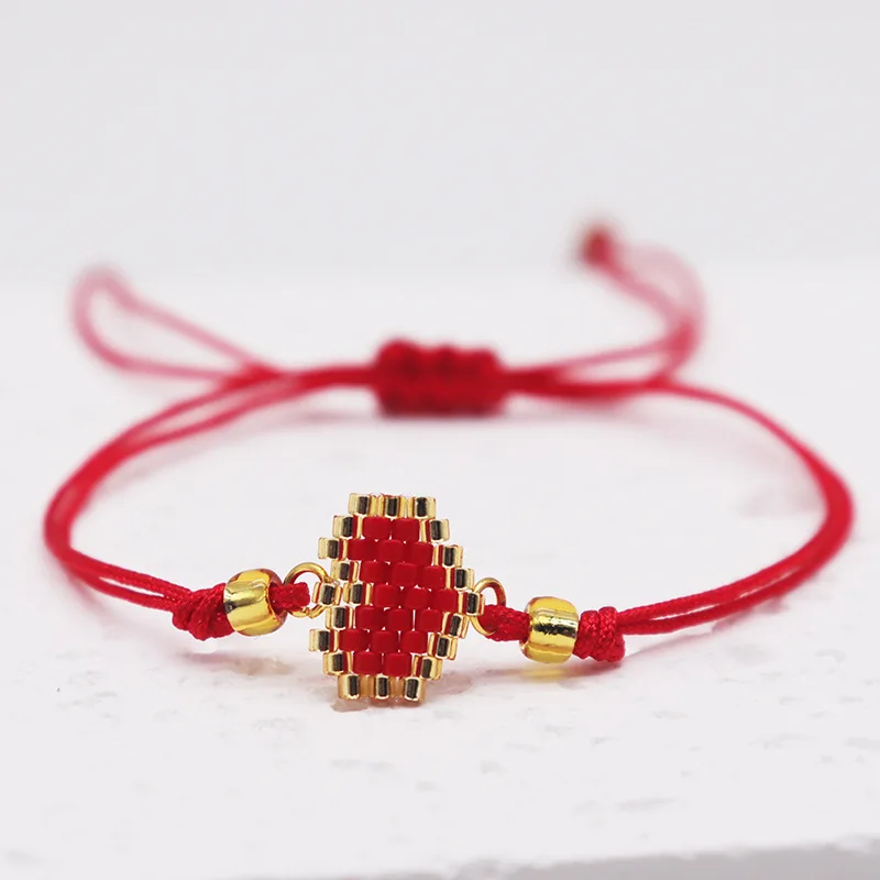 Beaded bracelet Solid color Heart-shaped Design Originality Hand knitting Bohemia Adjustable Tide Simple Rice bead bracelet