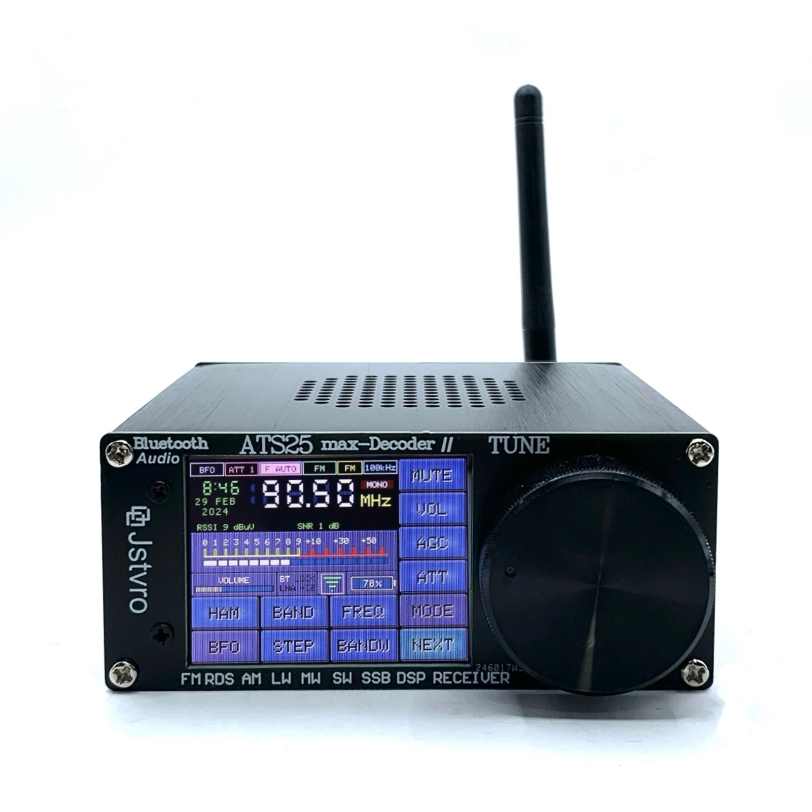 ATS-25MAX Decoder V2 2.4Inch Touching Screen Full Band Radio Receiver with HAM Frequency Radios Search CW Decoding WiFi LNA BT