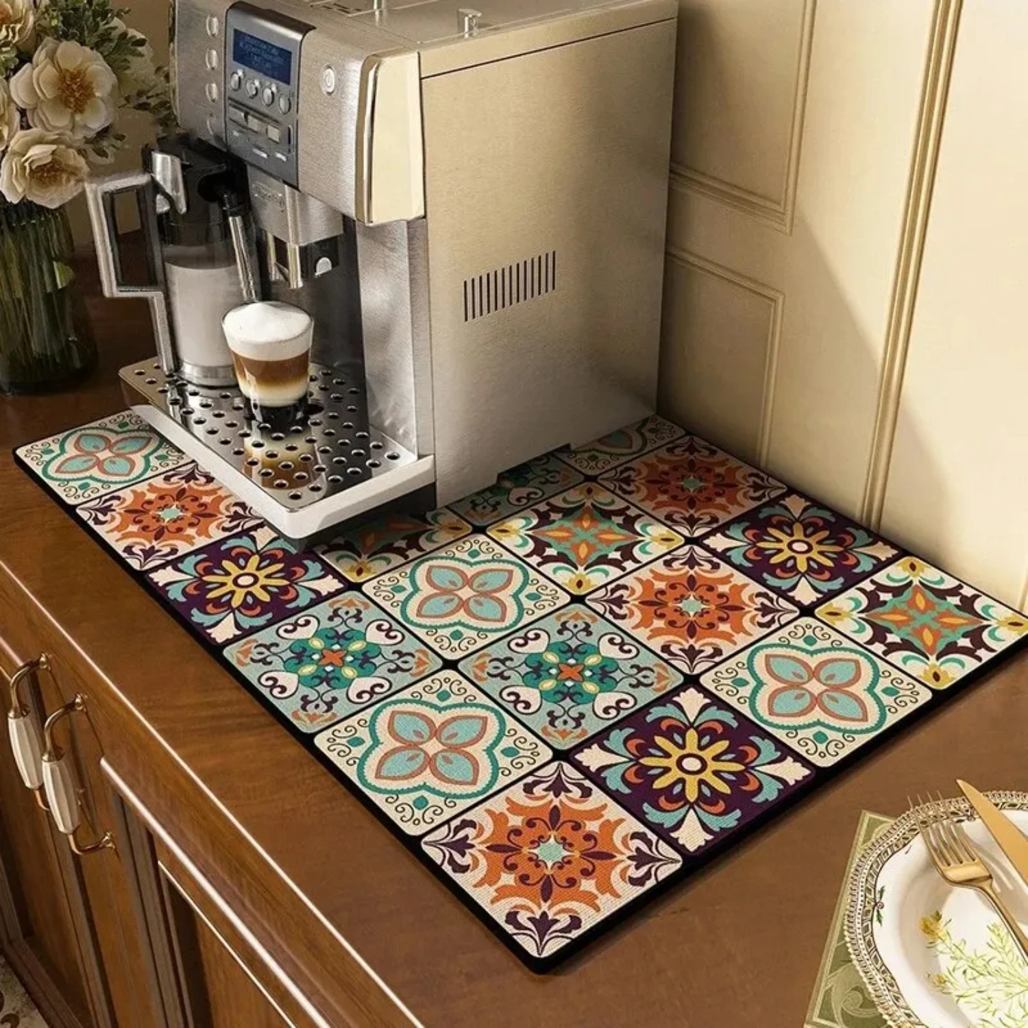 Soft, Cozy, and Absorbent Non-Slip Coffee Mat to Keep Your Kitchen Neat and Tidy - Quick Drainage for Cups and Bottles - Tablewa