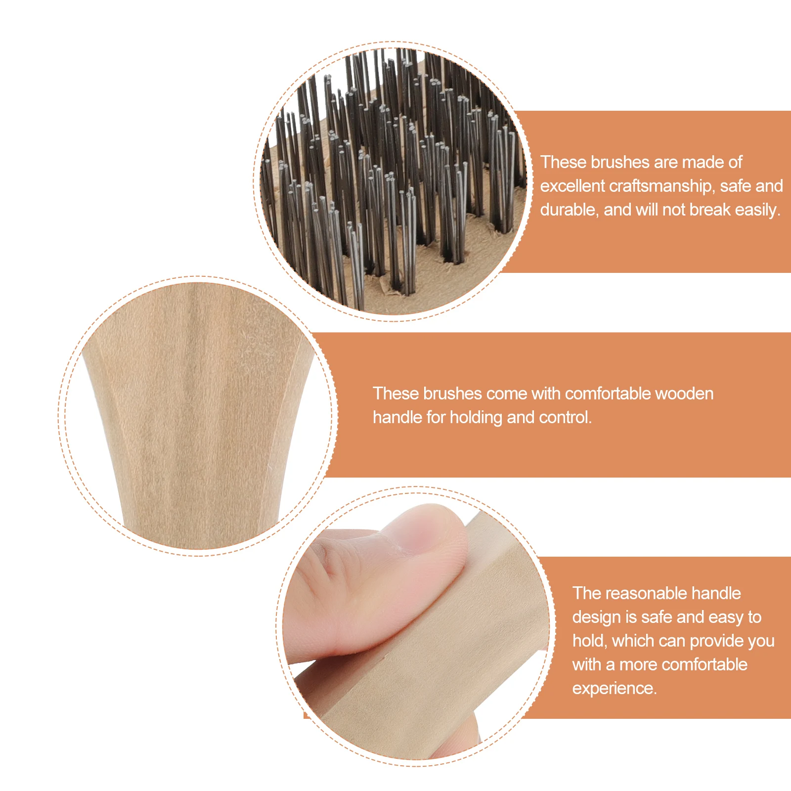

5Pcs Wire Brushes Wooden Handle Steel Durable Rust Removal Cleaning Tools for Polishing Removing Rust Dust Debris Convenient