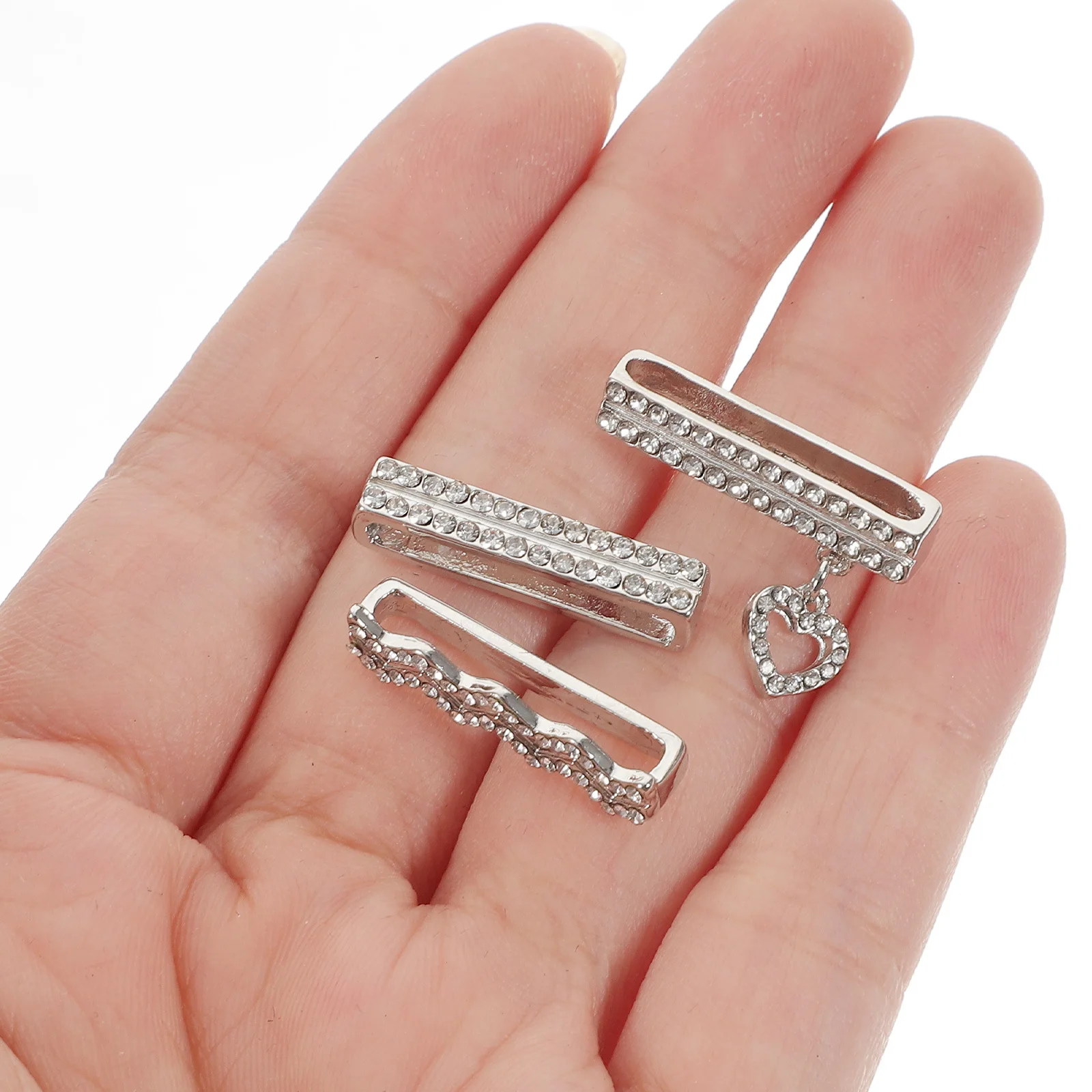 

3pcs Rhinestone Heart Watch Band Buckle Rings Decorative Charms For Smartwatch Lightweight Watch Strap Ornament