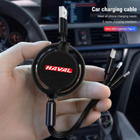 Car Interior 3 In 1 Micro USB Type C Fast Charging Cable For Great Wall Haval H6 H5 H7 Dargo M6 H9 H6S F7 F7X Jolion H2 H3 H8 M4
