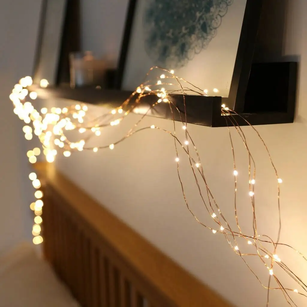 Guirnalda de luces Led navideñas para decoración de hogar, adornos de jardín, 5 lámparas de cascada, 100Led, 2 metros
