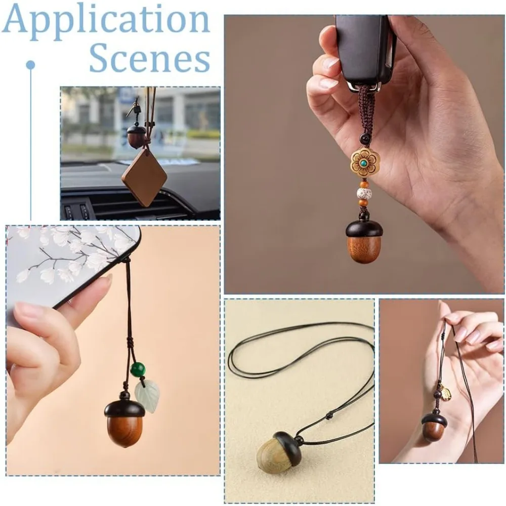 3 Pcs Wooden Acorn Nut Pendant 3 Colors Mini Acorn Necklaces Pendant Wood Pine Cone Charm Disconnectable Acorn Shape Ornaments